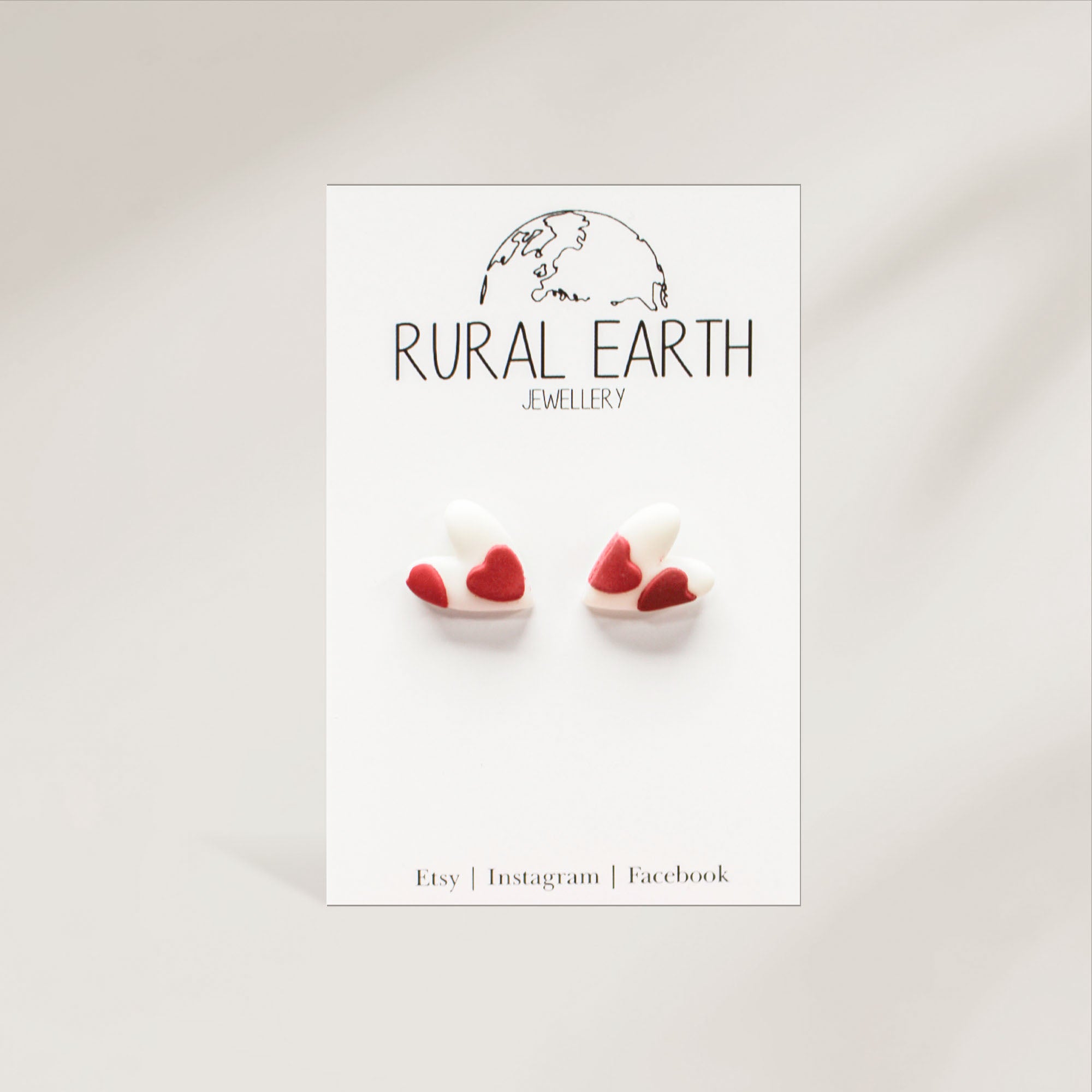 Rural Earth Red Heart Stud Earrings