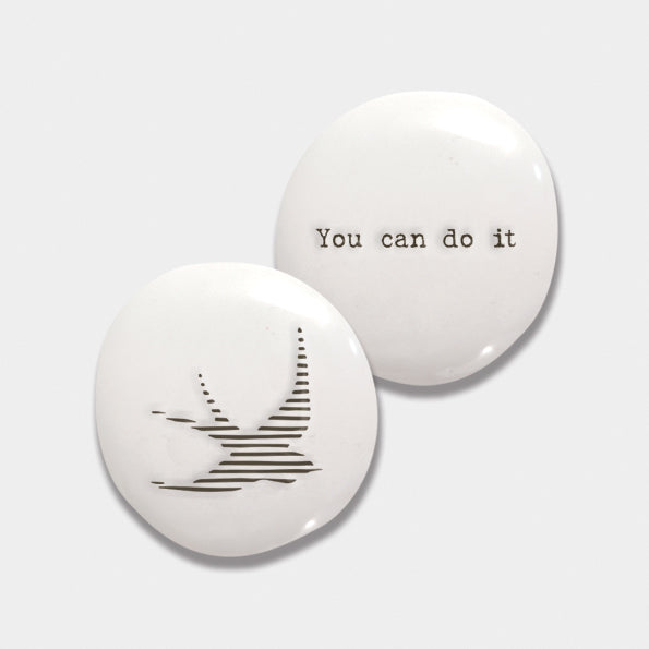 East of India Porcelain Pebble Swallow "You Can Do It"