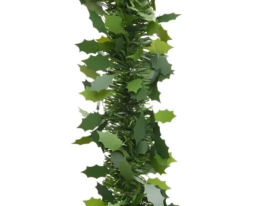 Tinsel Garland 2-Tone Holly Leaf L270cm