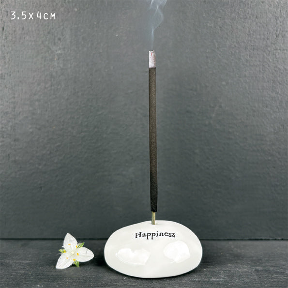 East of India Pebble Incense Holder "Happiness"