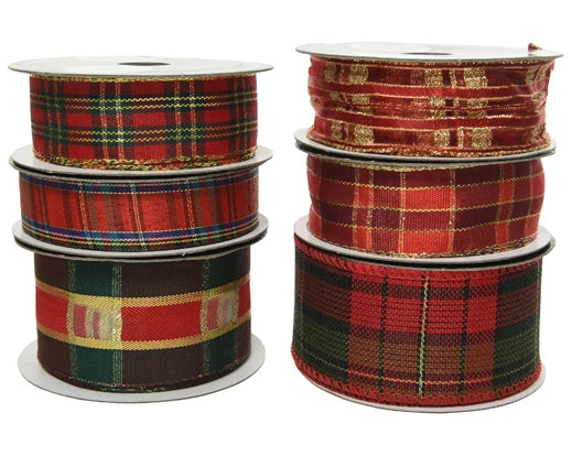 Kaemingk Ribbon Polyester Checks Assorted