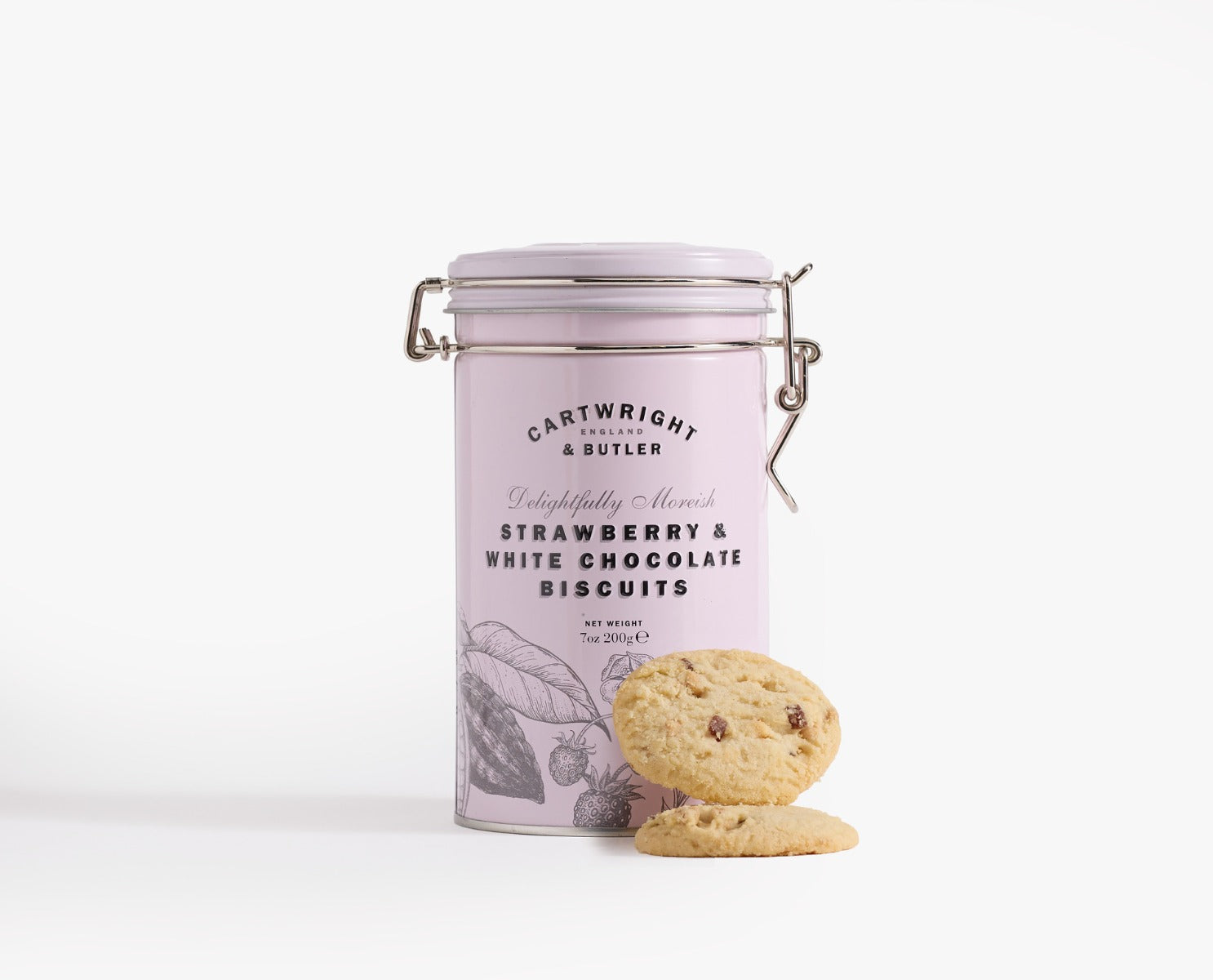 Cartwright & Butler Strawberry & White Choc Biscuits in Tin 200g