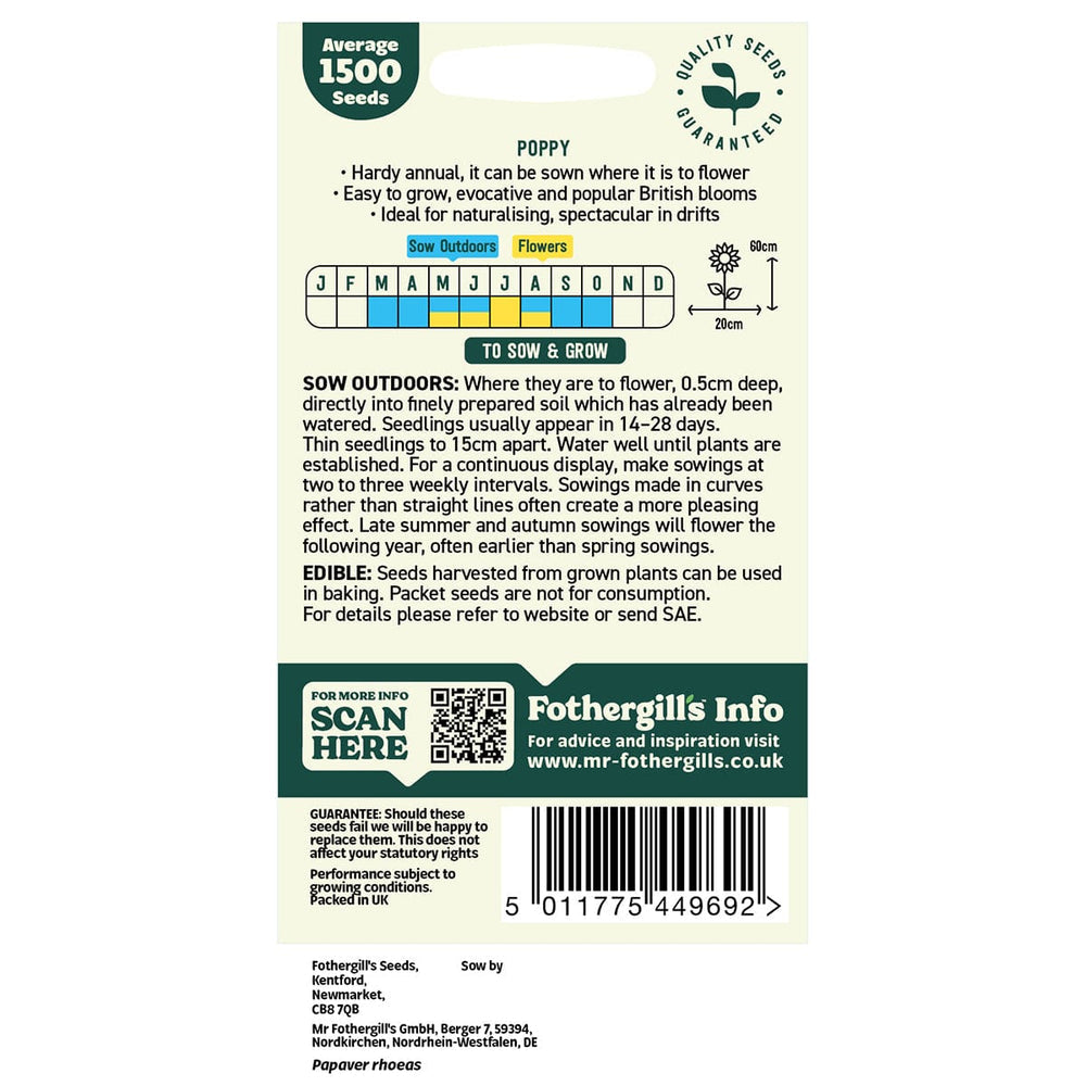 Mr Fothergills Oh Sow Simple Wild Poppy Seeds