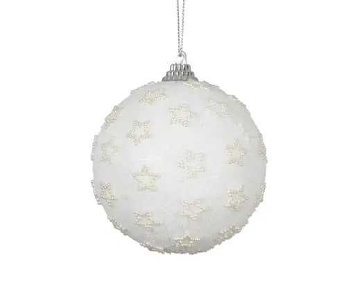 Bauble Foam Beads Pearl Winter White 8cm