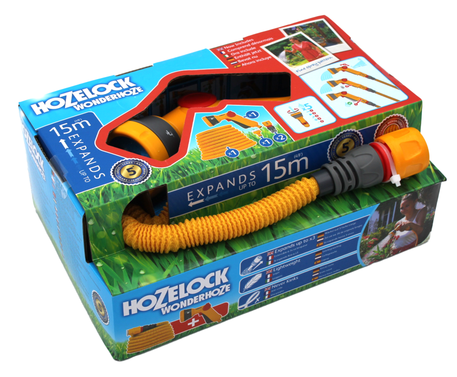 Hozelock Wonderhoze 15m + Multi Spray Gun