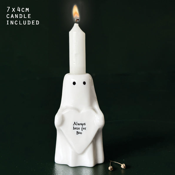 East of India Ghost Candle Holder-Always Here For Boo