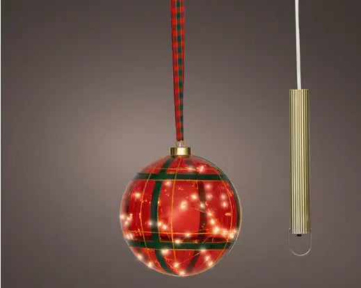 Lumineo Light Up Micro LED Ball Christmas Red & Warm White 19cm