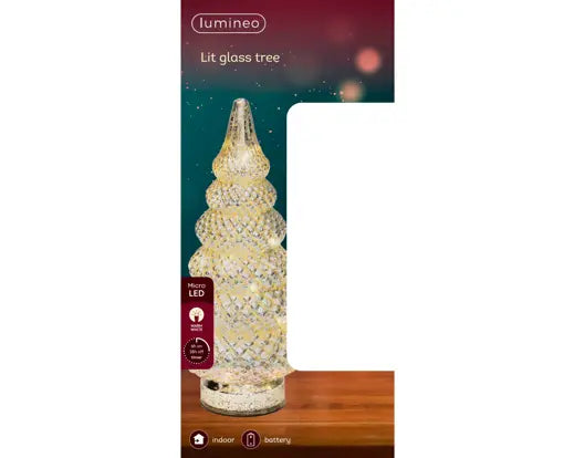 Lumineo Lit Glass Tree Rounded 25.5cm