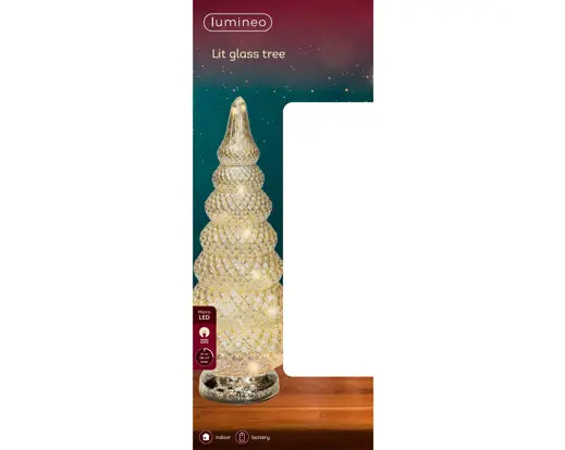 Lumineo Lit Glass Tree Rounded 36.5cm