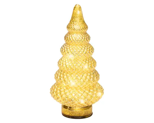 Lumineo Lit Micro LED Tree Glass Gold & Warm White 12cm x 25.5cm