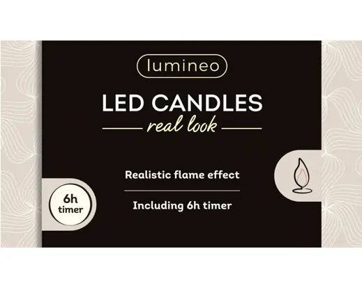 Lumineo LED Realistic Wick Dinner Candle Wax Tapered Flame Effect White & Warm White 24.5cm