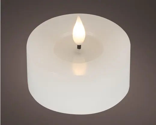 Lumineo LED Realistic Wick Tealight Wax Pit Flame Effect Indoor White & Warm White 2pk 6cm