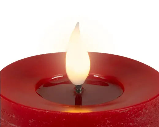 Lumineo LED Realistic Wick Candle Wax Pit Flame Effect Indoor Red & Warm White 13.5cm