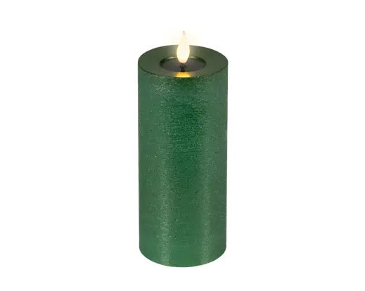Lumineo LED Realistic Wick Candle Wax Pit Flame Effect Indoor Green & Warm White 20cm