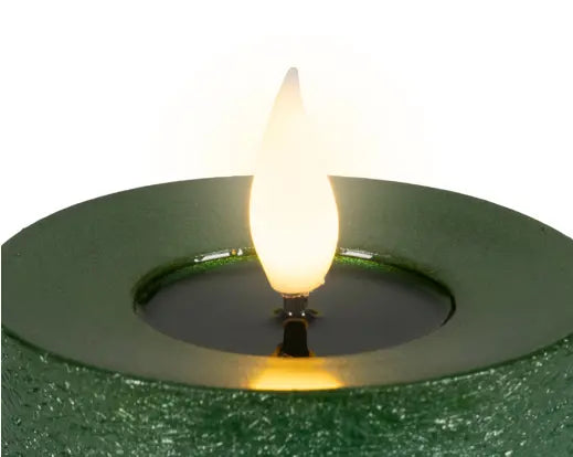 Lumineo LED Realistic Wick Candle Wax Pit Flame Effect Indoor Green & Warm White 20cm