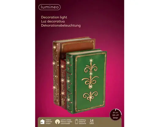 Lumineo Light Up LED Book Stack Warm White 15.5cm x 18.5cm x 27cm
