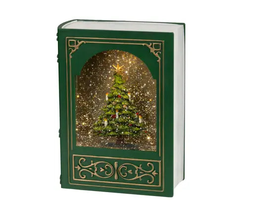 Lumineo Book Snow Globe Green Light up LED 23.5cm