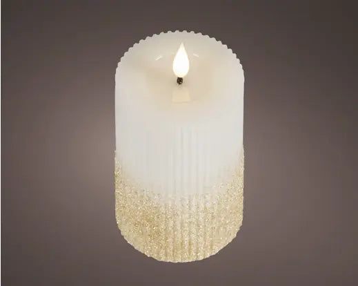 Lumineo LED Wick Candle Wax Pit Fire Flame Effect Indoor Off White & Warm White 15cm