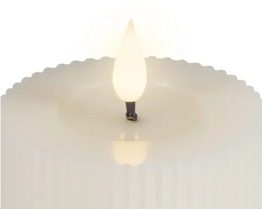 Lumineo LED Wick Candle Wax Pit Fire Flame Effect Indoor Off White & Warm White 15cm