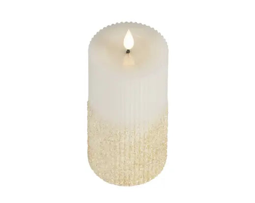 Lumineo LED Wick Candle Wax Pit Fire Flame Effect Indoor Off White & Warm White 18cm