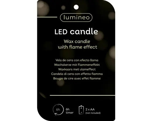 Lumineo LED Wick Candle Wax Pit Fire Flame Effect Indoor Off White & Warm White 18cm