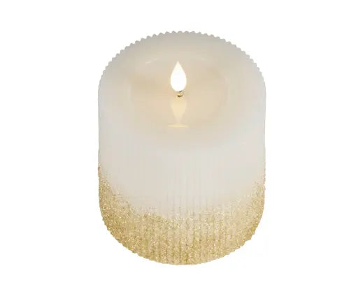 Lumineo LED Wick Candle Wax Pit Resin Fire Flame Effect Indoor Off White & Warm White 13cm
