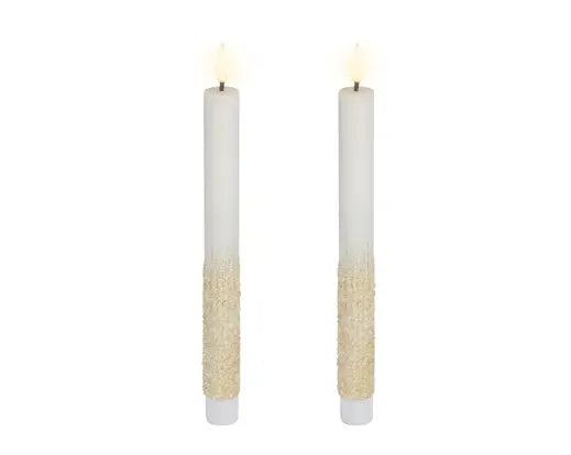 Lumineo LED Wick Dinner Candle Wax Fire Flame Effect Indoor Off White & Warm White 24.5cm