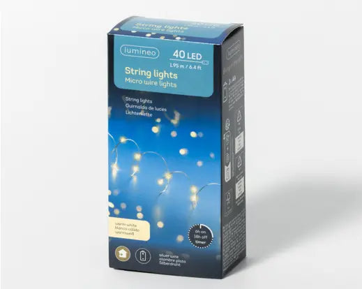 Lumineo Micro Wire String Lights Warm White Indoor 4 LED 195cm