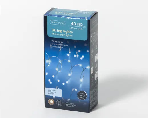 Lumineo Micro Wire String Lights Cool White 40 LED 195cm