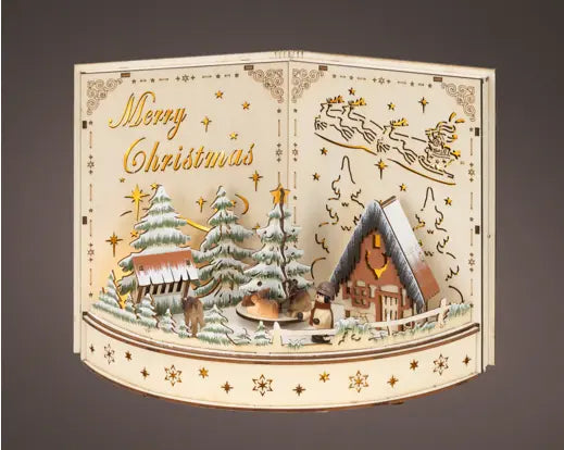 Lumineo Wooden Christmas Scene Light Up LED 30cm