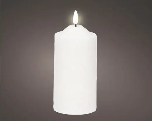 LED Wick Church Candle Wax Cream & Warm White Battery Operated H17.5cm