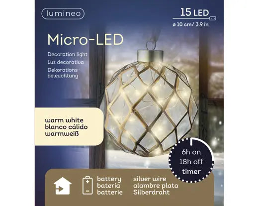 Micro LED Ball Steady Battery Operated Clear & Warm White