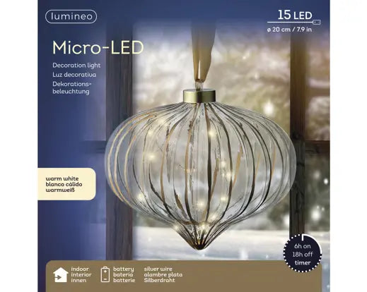 Micro LED Onion Steady Battery Operated Clear & Warm White Dia.20cm