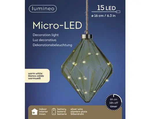 Micro LED Diamond Battery Green/Warm White Dia.16cm