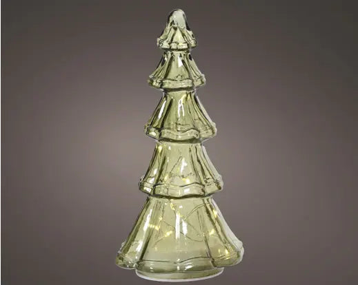 Micro LED Tree Glass Battery Green/Warm White H29.5cm