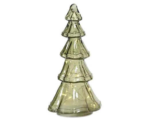 Micro LED Tree Glass Battery Green/Warm White H29.5cm