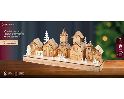 Lumineo LED Scenery Wooden Houses Indoor