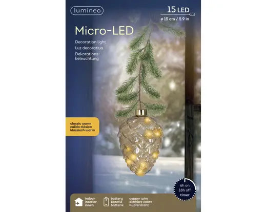 Micro LED Pinecone Steady Battery Operated Amber & Classic Warm