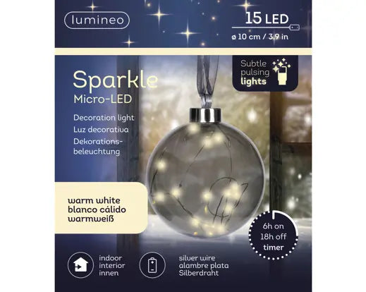 Micro LED Ball Sparkle Effect Battery Operated Anthracite & Warm White