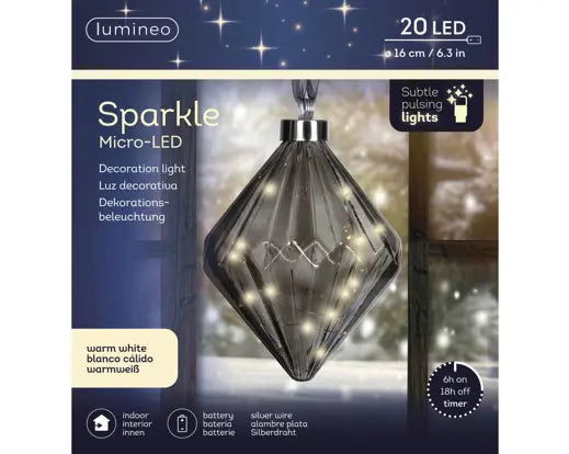Micro LED Diamond Sparkle Effect BO Anthracite & Warm White Dia.16cm