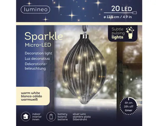 Micro LED Olive Sparkle Effect Battery Operated Anthracite & Warm White