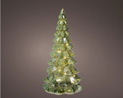 Lumineo Micro LED Tree Glass Steady BO Green & Warm White