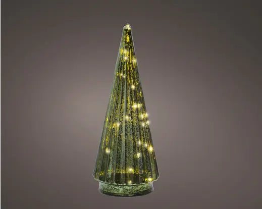 Micro LED Tree Glass Steady Battery Operated Green & Warm White H24cm
