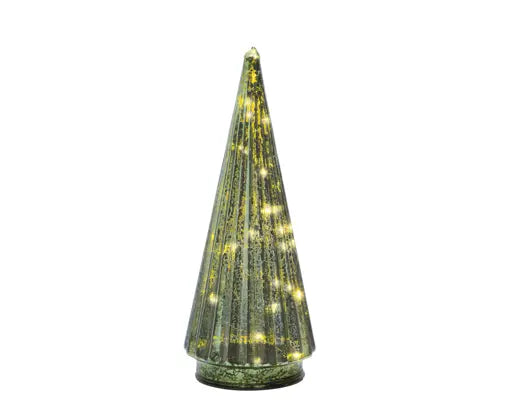 Micro LED Tree Glass Steady Battery Operated Green & Warm White H24cm