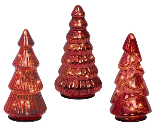 Lumineo Micro LED Warm White Tree Glass BO Indoor Set Of 3 17cm
