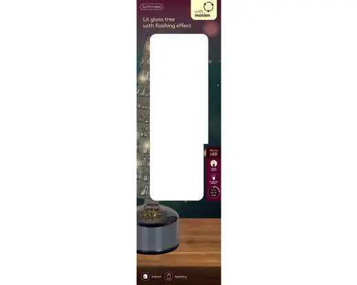 Micro LED Rotating Tree Glass Flashing Effect Battery Operated Amber & Warm White
