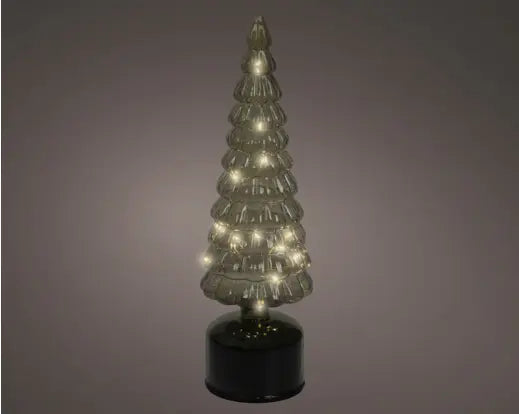 Lumineo Micro LED Rotating Tree Glass Flashing Effect BO Indoor Green/Warm White H34cm