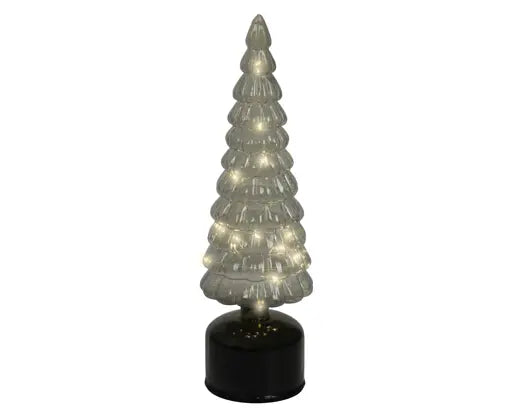 Lumineo Micro LED Rotating Tree Glass Flashing Effect BO Indoor Green/Warm White H34cm