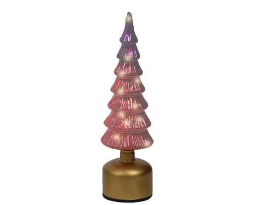 Kaemingk Micro LED Rotating Tree Glass Pink & Warm White