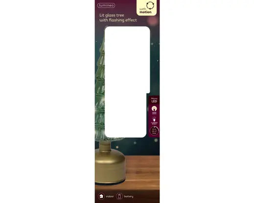 Micro LED Rotating Tree Glass Flashing Effect Battery Operated Green & Warm White